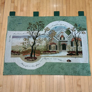 Vintage 1996 D Morgan Tapestry Wall Hanging Home Quote 36" X 27"